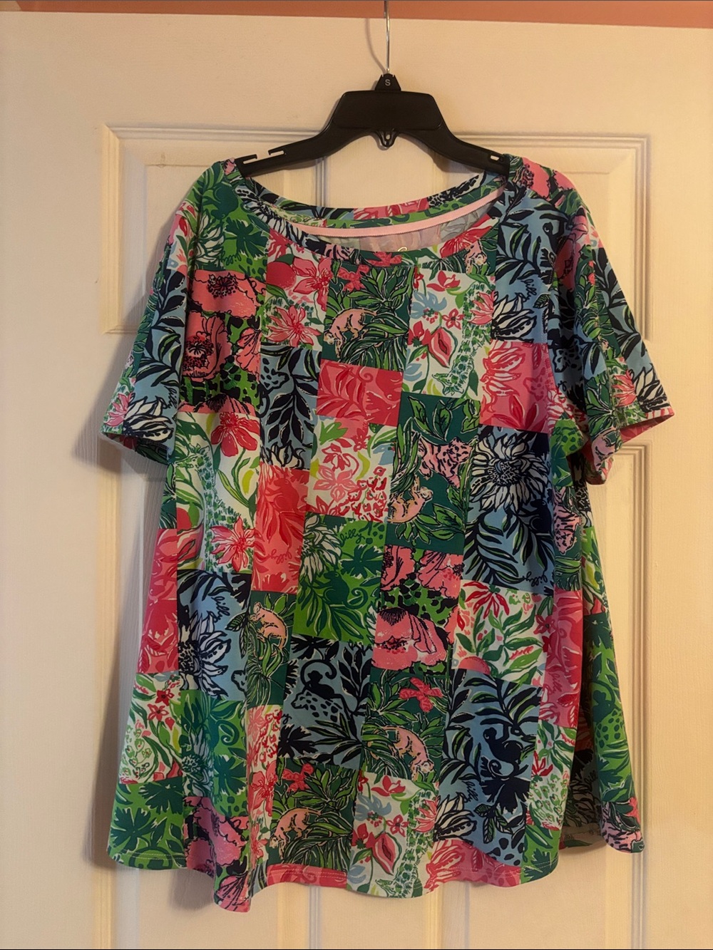 Lilly Pulitzer Multicolor Patchwork Scoop Neck T-Shirt